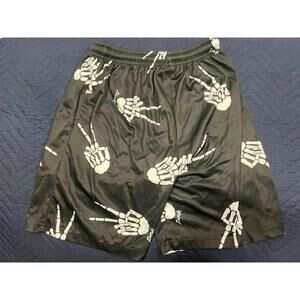 ROMWE Skeleton Hand Print Shorts Men’s Size M Black Graphic Halloween Goth